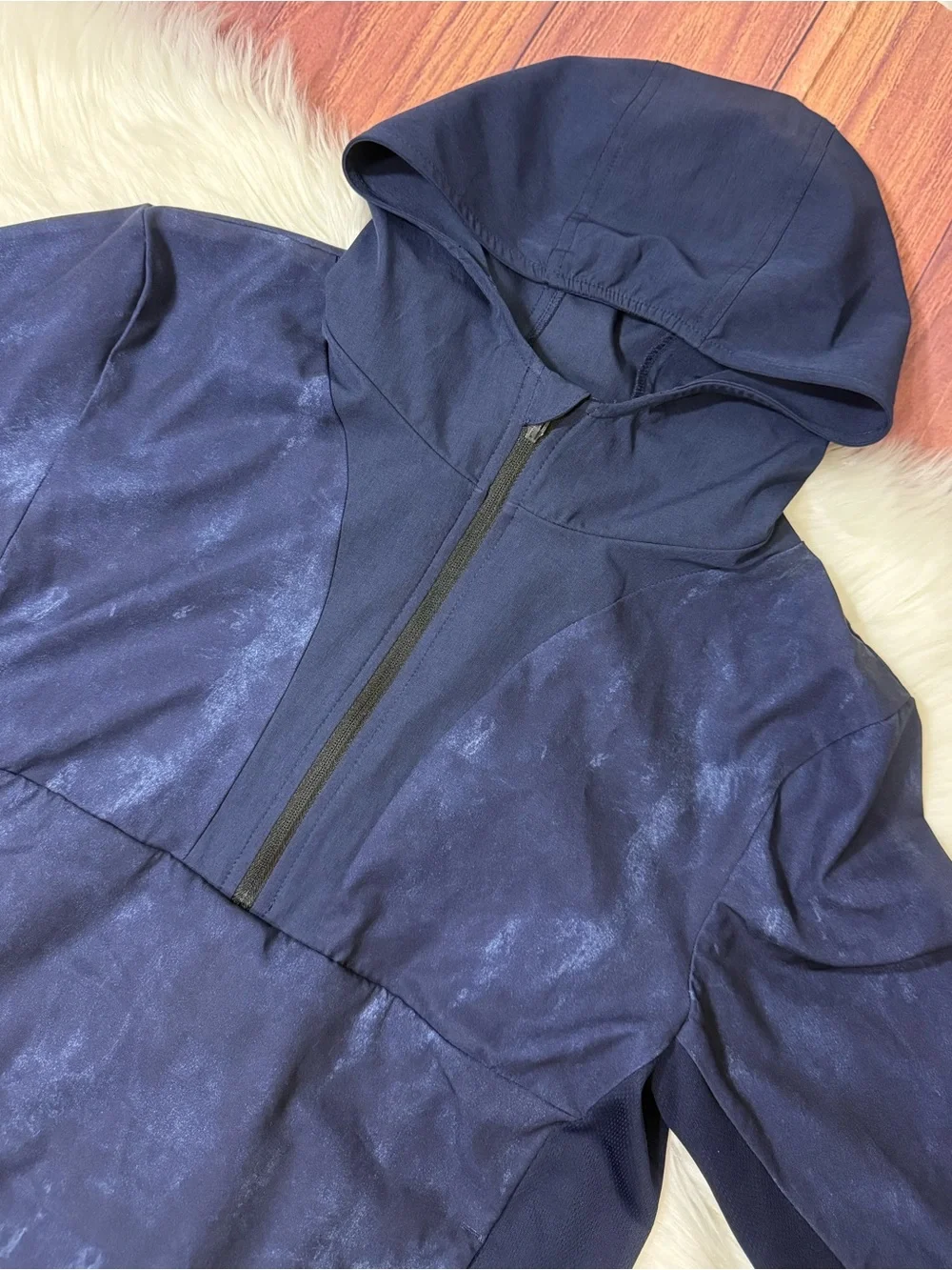 Carter’s Navy Hooded Quarter-Zip Windbreaker- Boys Size 10